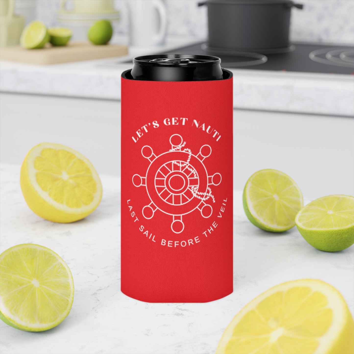 Let’s Get Nauti Can Cooler - Red